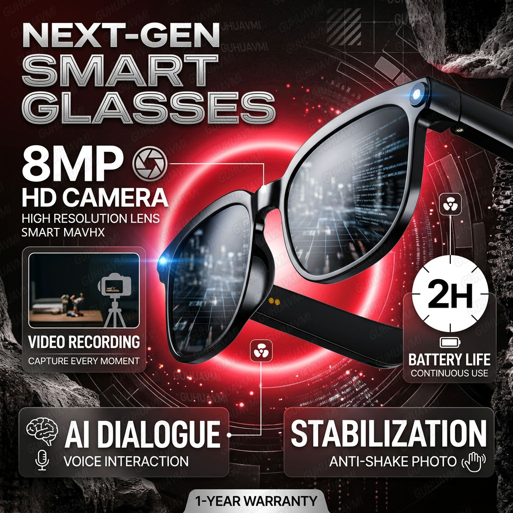 Audio Music Bluetooth - Wireless Smart Camera Glasses 1080P HD