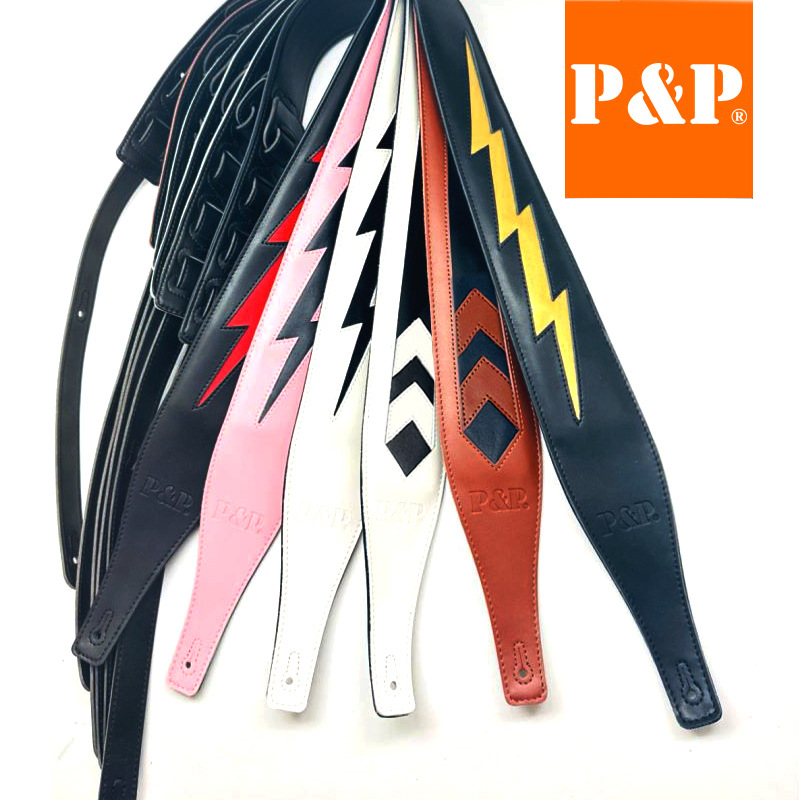 Guitar Strap Padded - Adjustable 2.5 Inch Genuine Leather Guitar