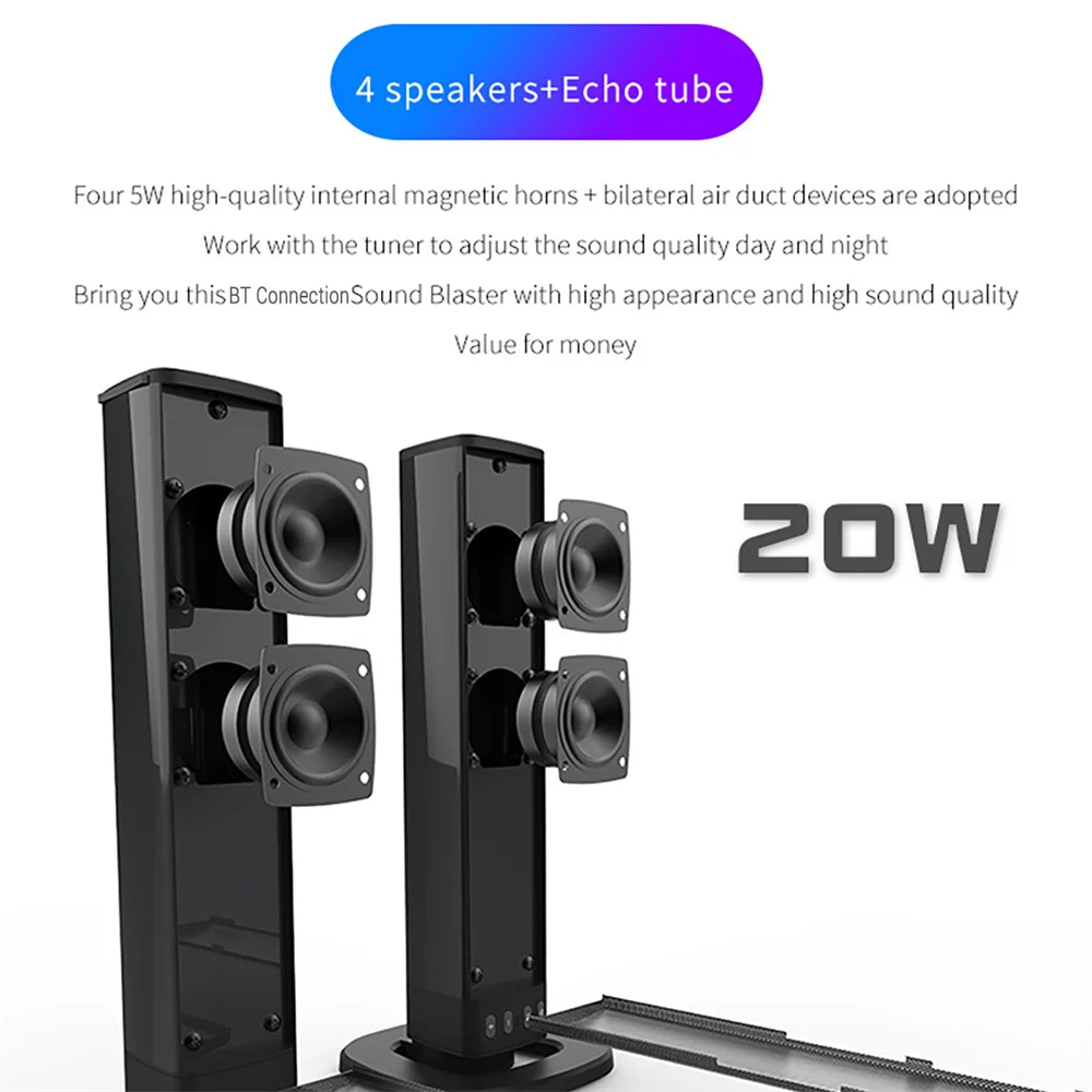 Wireless Bluetooth TV Sound Ba - Audio Music Center のレビューと価格