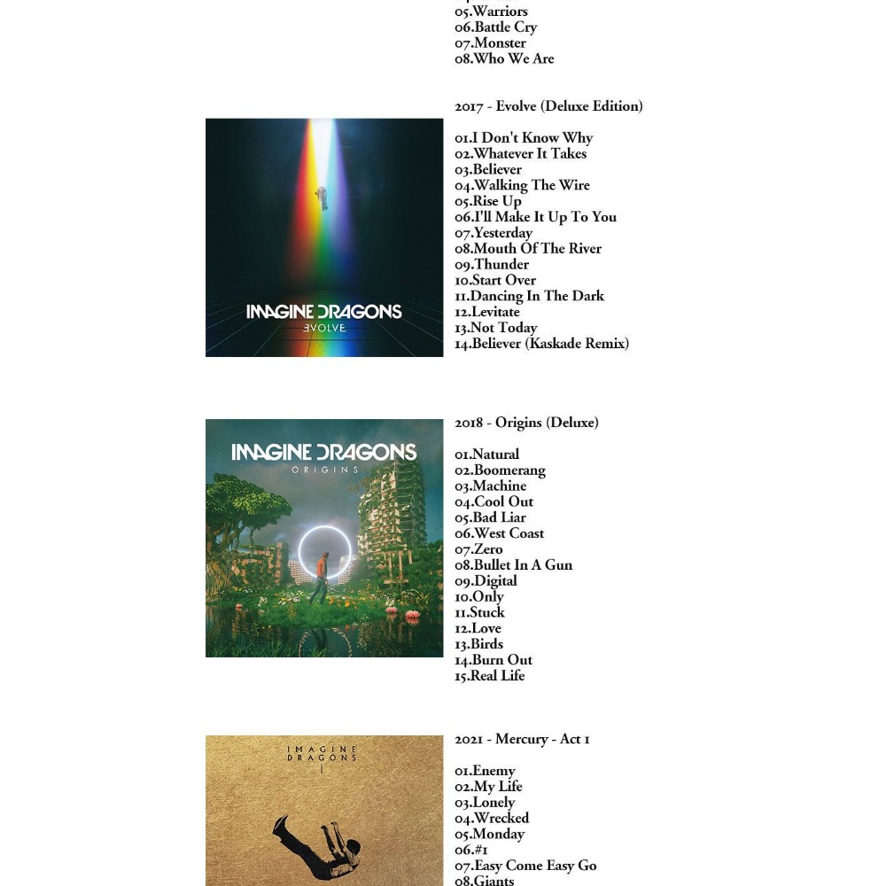 Imagine Dragons Music Collecti - Audio Music Only のレビューと価格