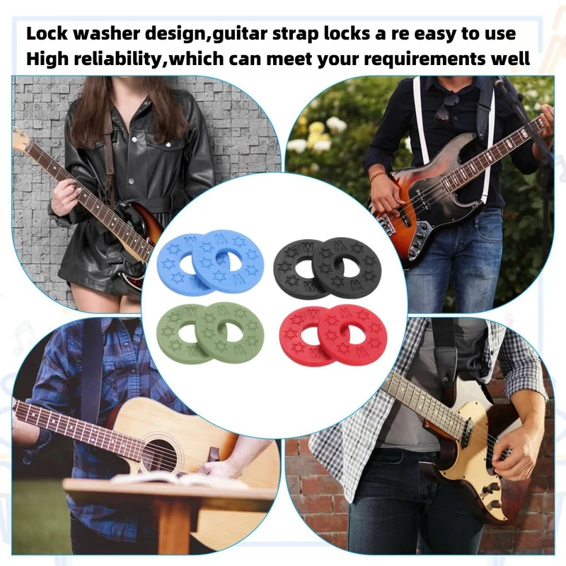 10 Pcs Guitar Rubber Strap Loc - Guitar Strap Padded のレビューと価格