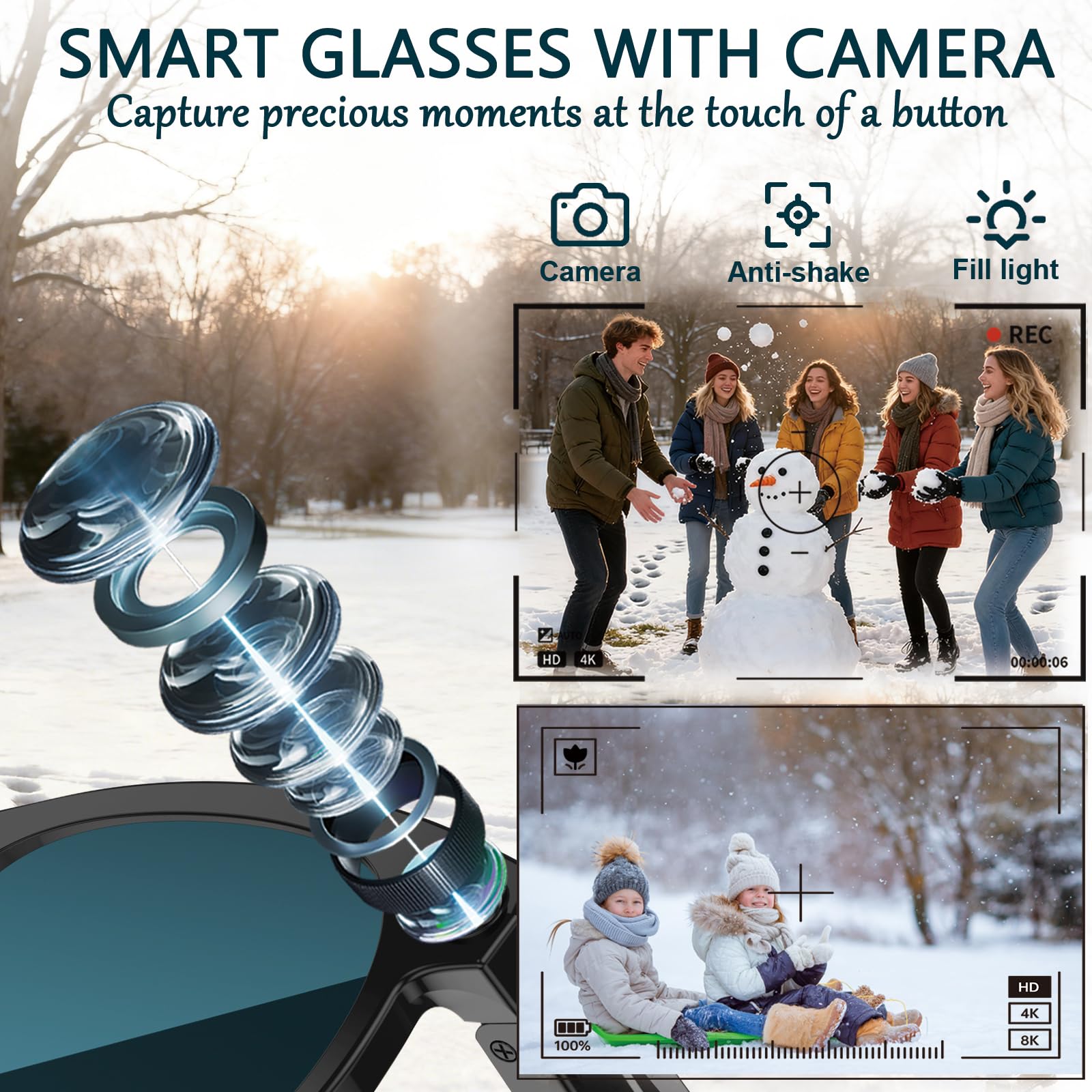 Black Smart Ai Glasses for Men - Audio Music Bluetooth のレビューと価格