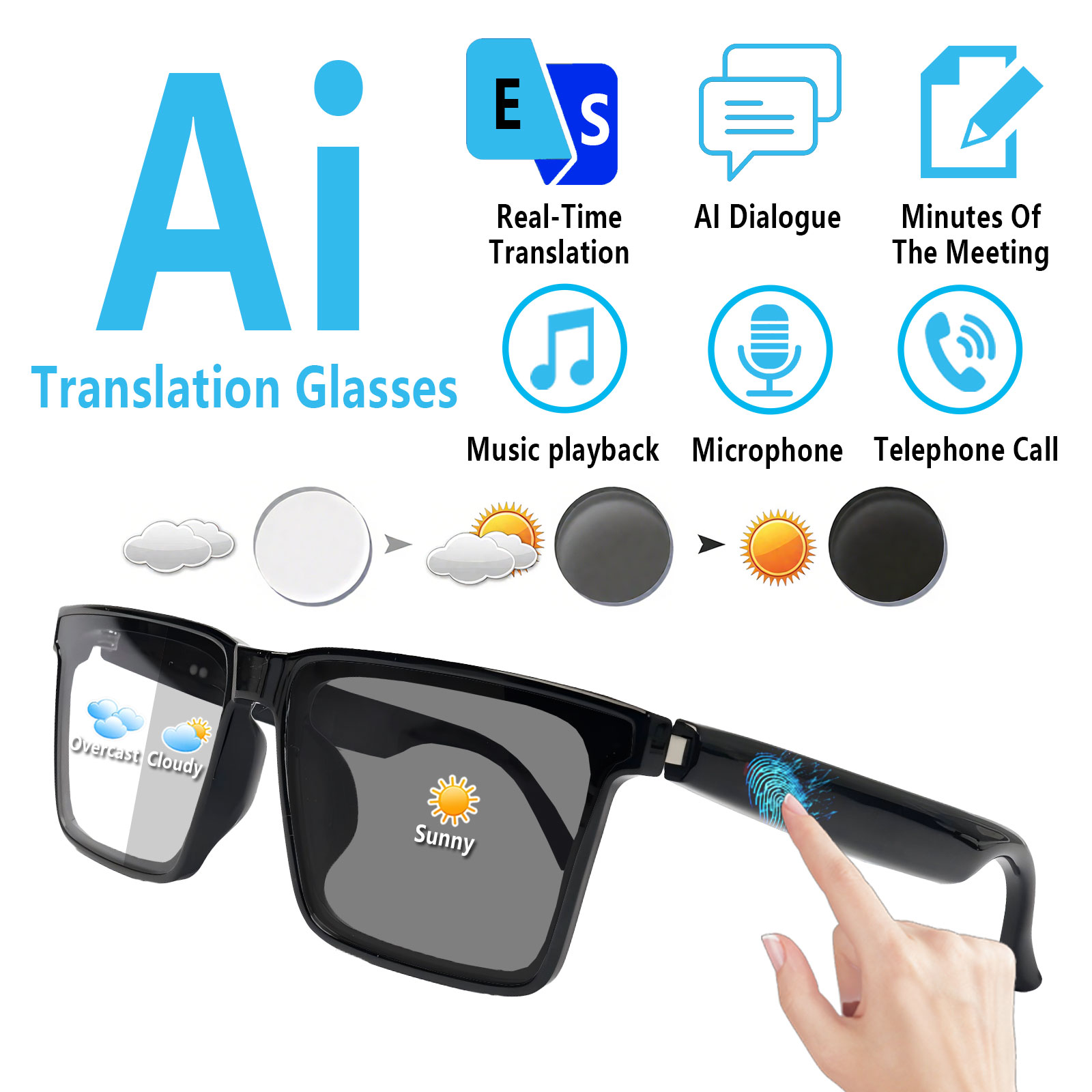 Smart Audio Glasses with Real- - Audio Music Bluetooth のレビューと価格