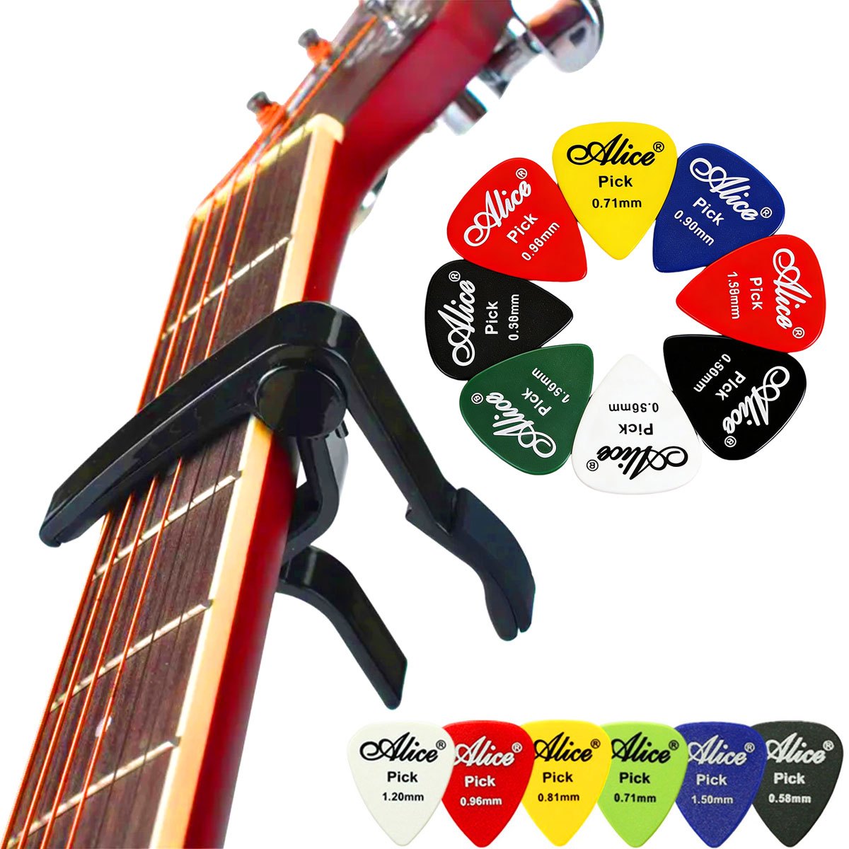 Black Alloy Quick Change Guita - Guitar Capo Clip のレビューと価格