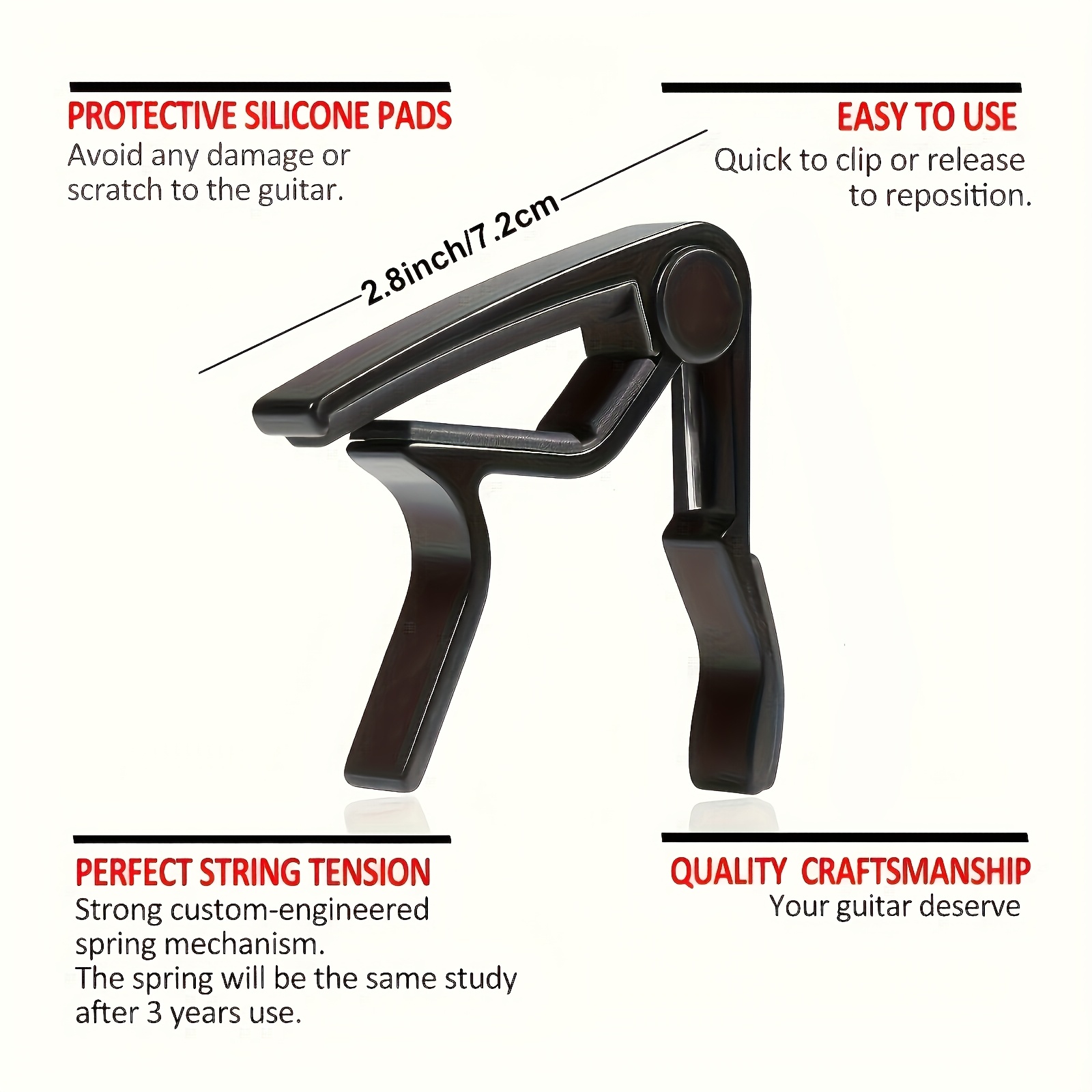 Black Alloy Quick Change Guita - Guitar Capo Clip のレビューと価格