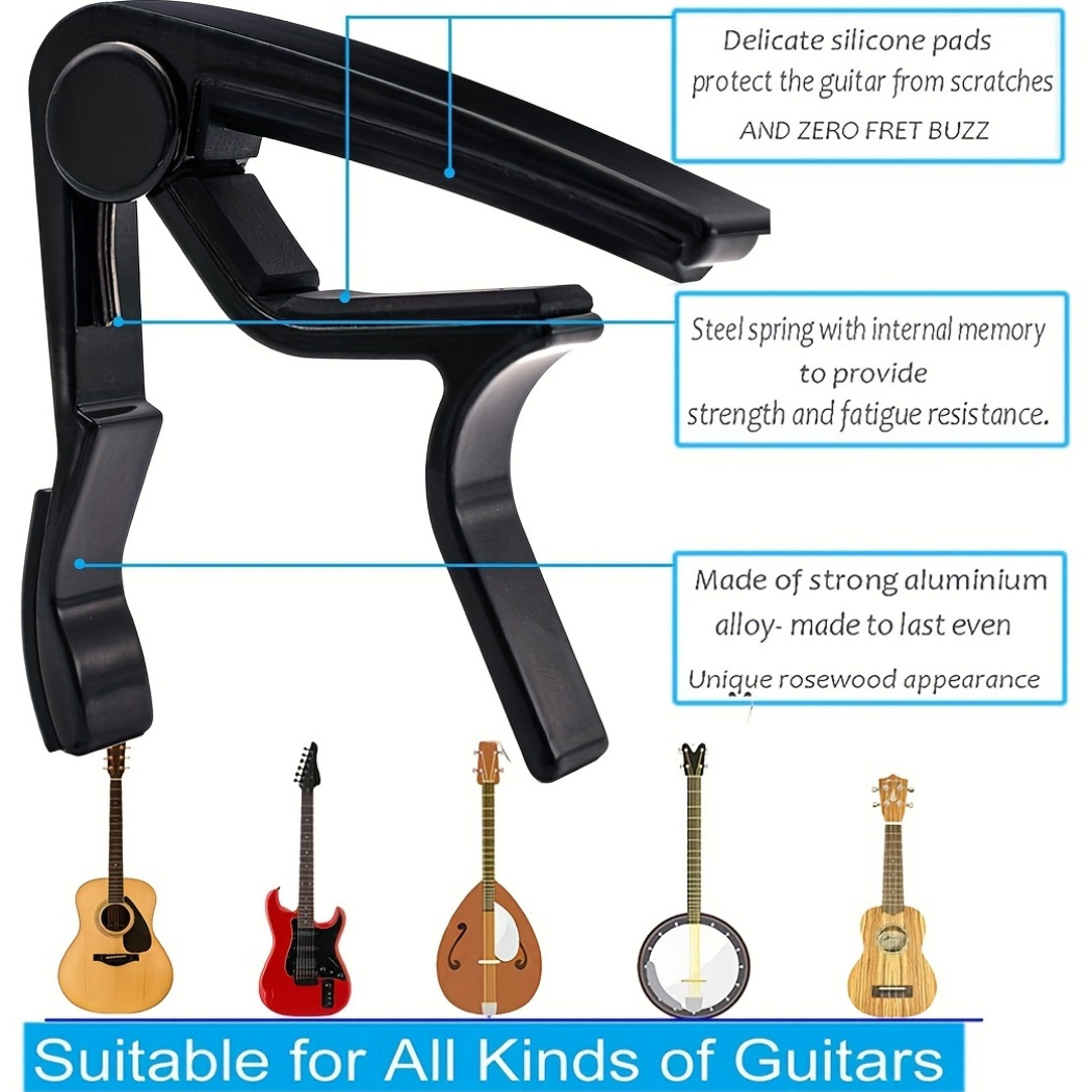 Black Alloy Quick Change Guita - Guitar Capo Clip のレビューと価格