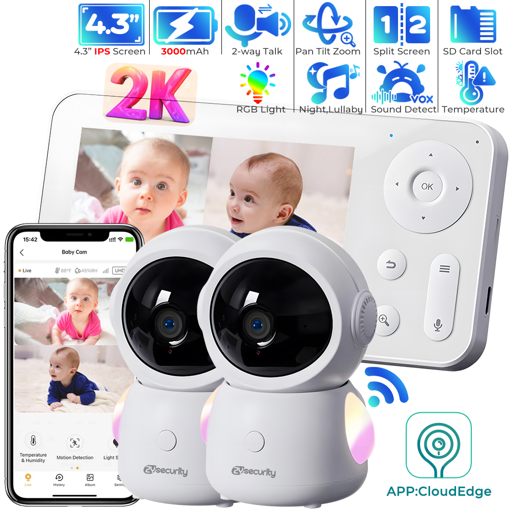 2K UHD WiFi Baby Monitor with  - Audio Music Google のレビューと価格