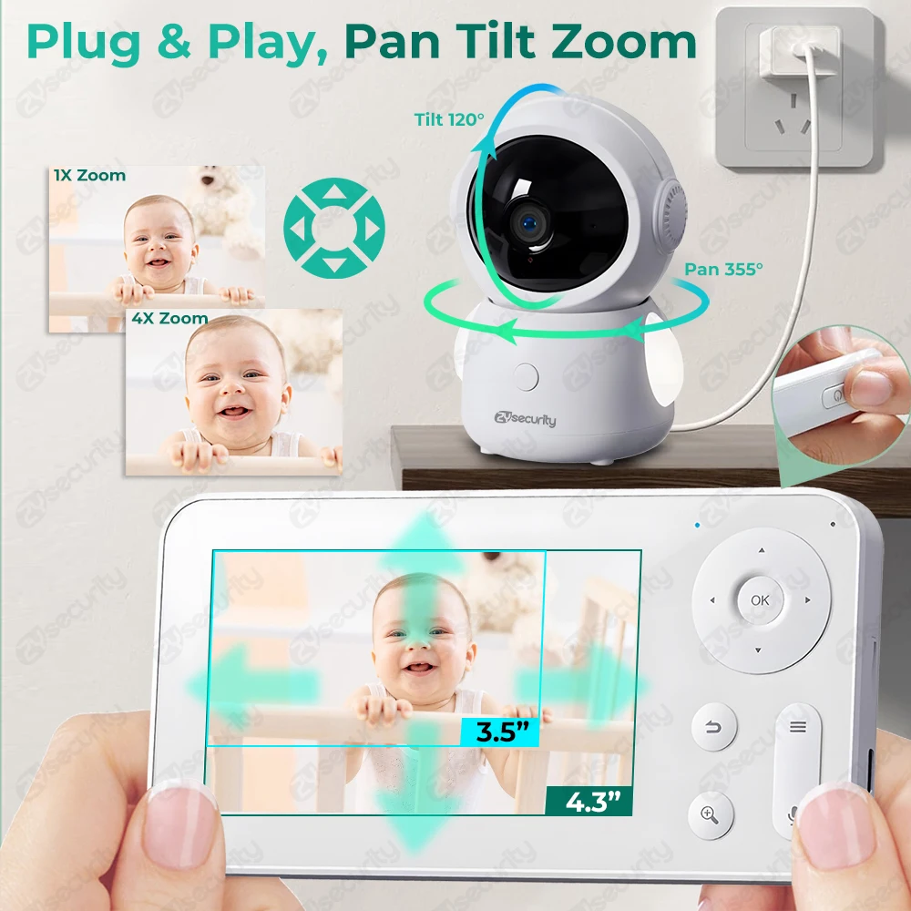 2K UHD WiFi Baby Monitor with  - Audio Music Google のレビューと価格