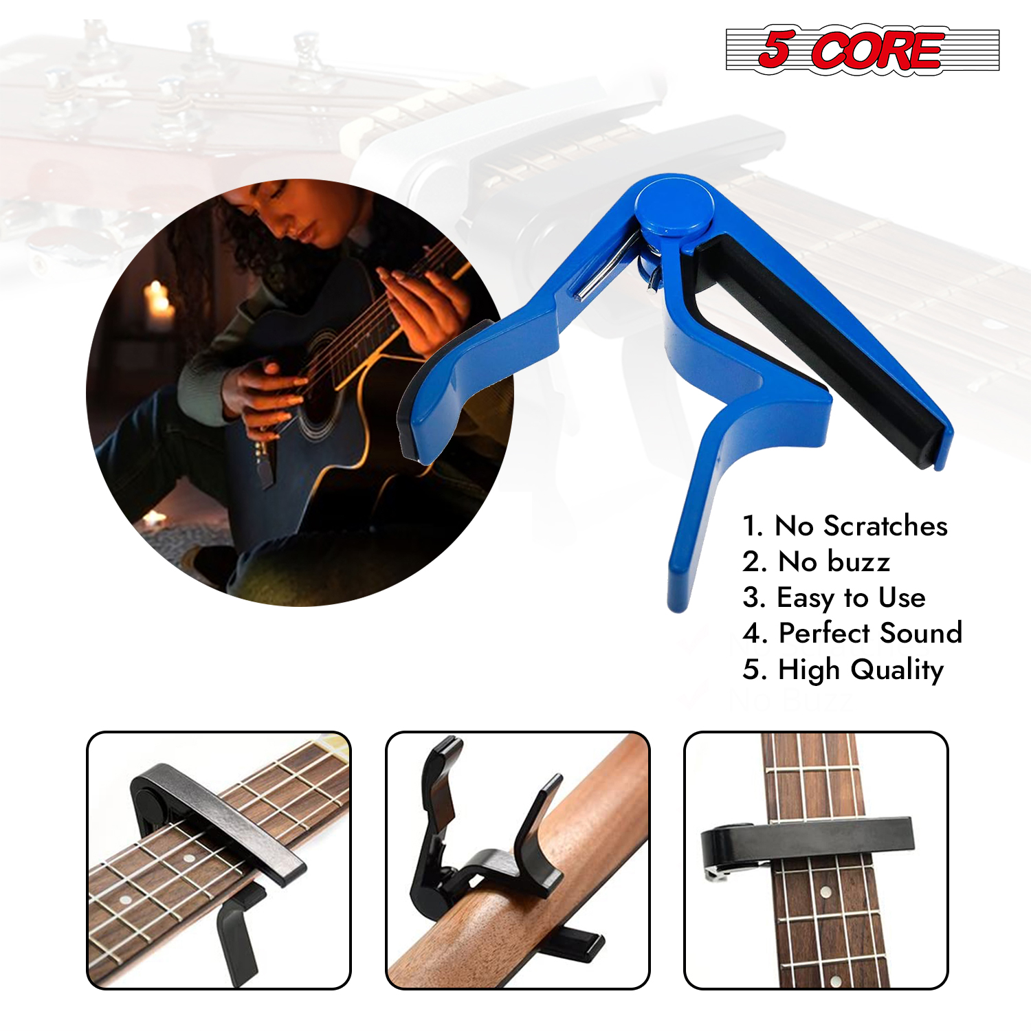 5Core Capo 4Pcs Acoustic Elect - Guitar Capo Clip のレビューと価格