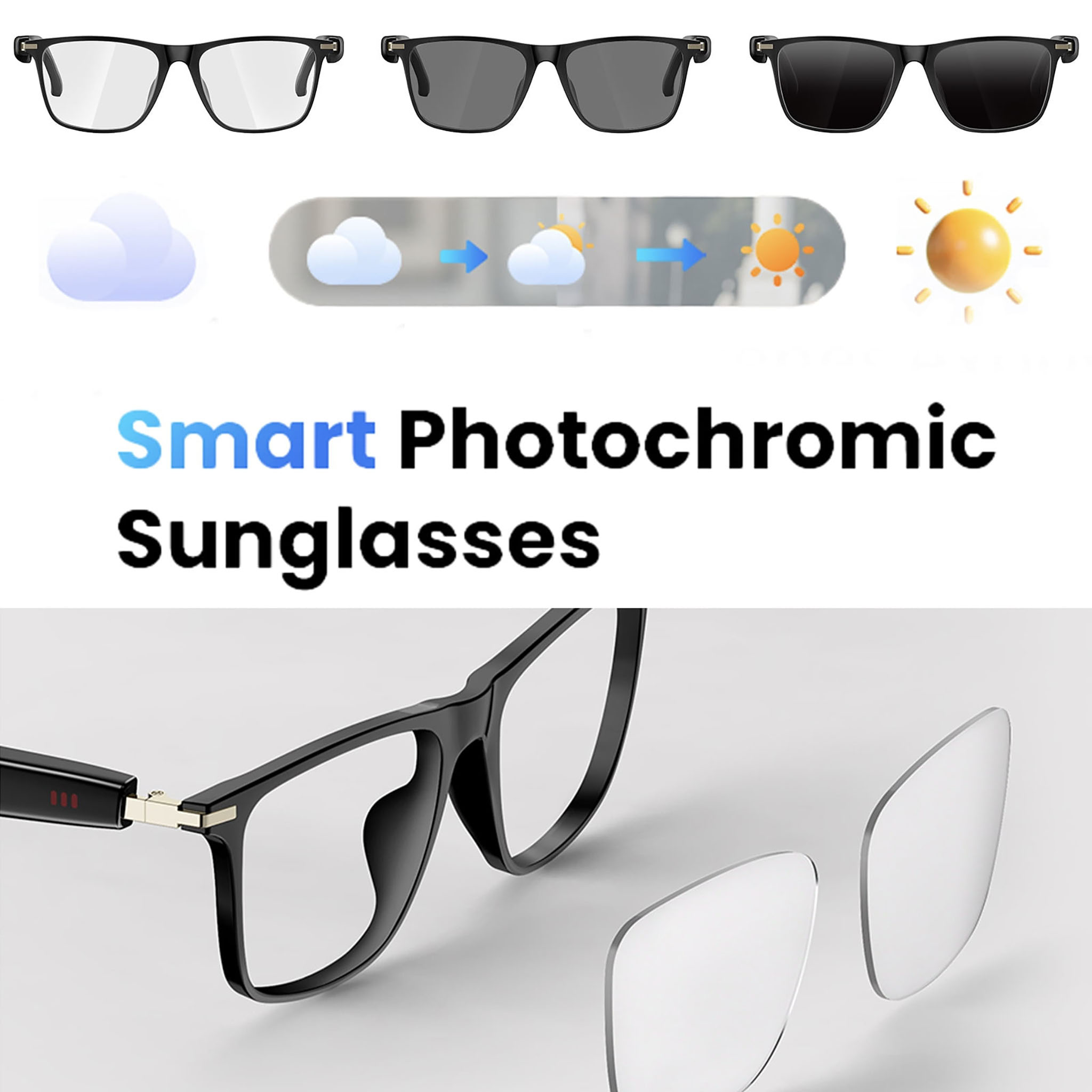 Black Smart Bluetooth Glasses  - Audio Music Bluetooth のレビューと価格